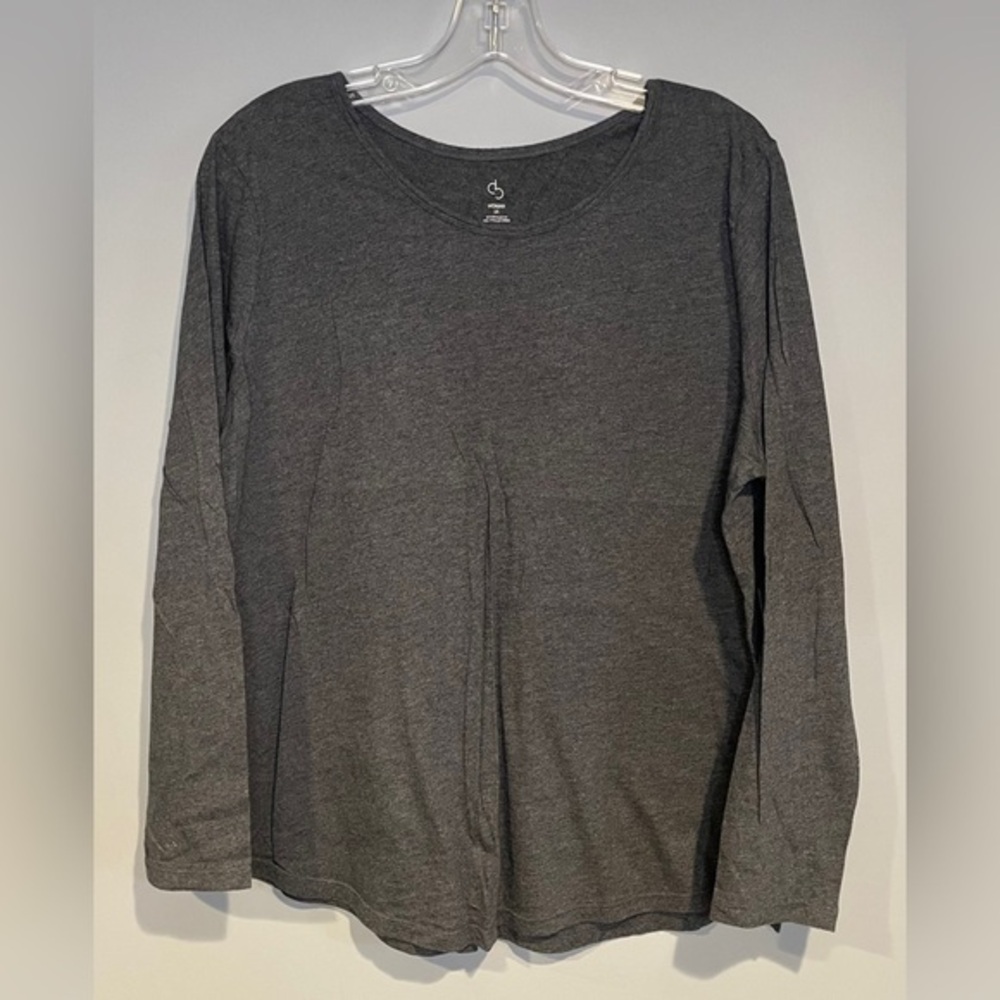 Womens Size 1X Long Sleeve Dark Grey T-shirt